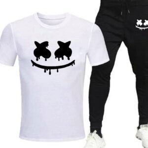Men Cotton Graphic Tracksuit Black Around Neck