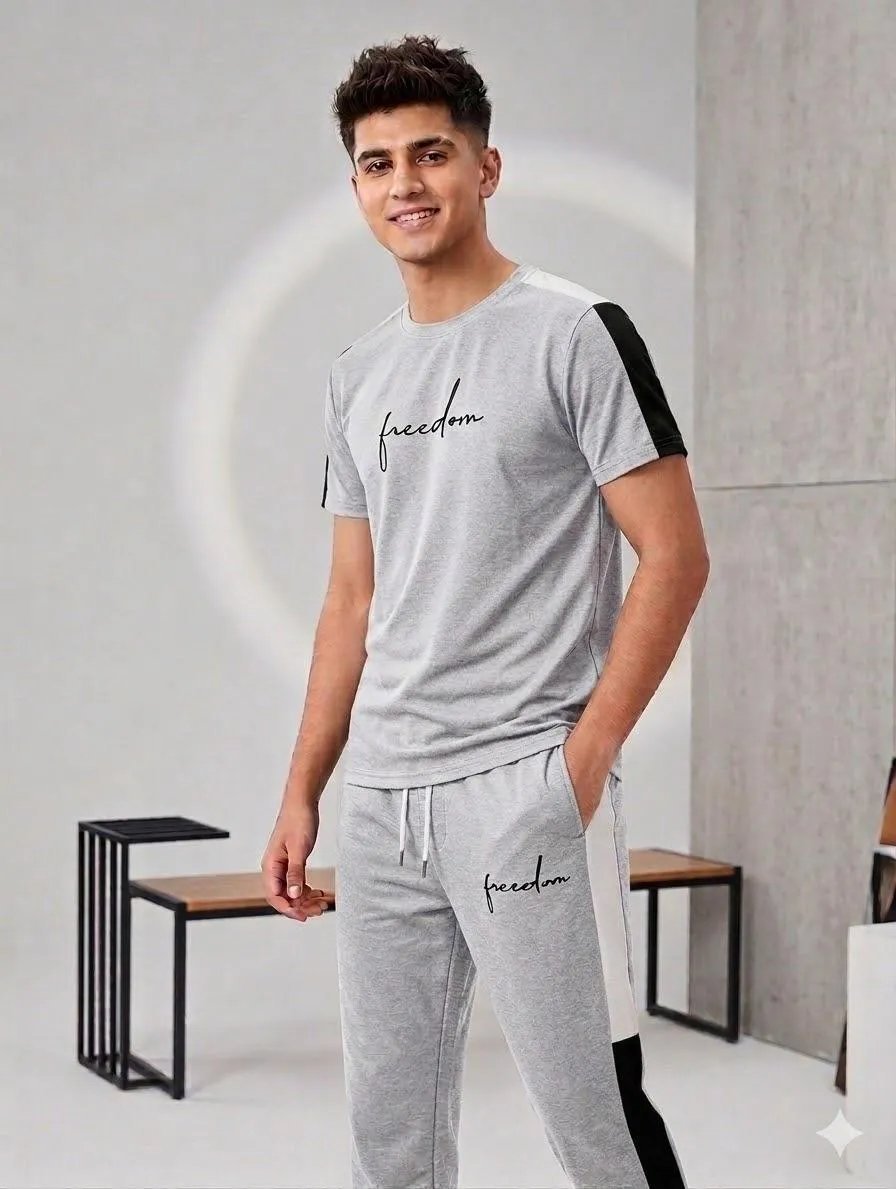 2-pcs Men's Polyester Freedom Printed Tracksuit