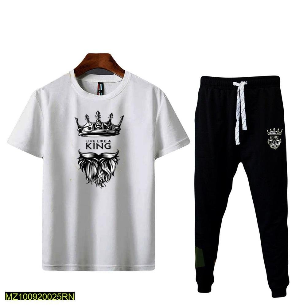 Premium Men’s Printed Cotton Tracksuit – Stylish Casual Wear Black Crown Beard Live Like King - Image 5