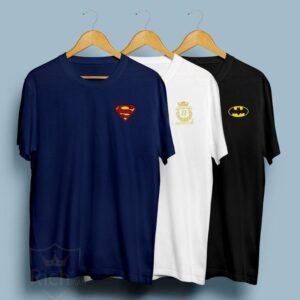 Premium Cotton Jersey T-Shirts Pack of 3 Navy White Black